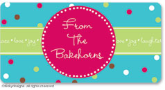 Dinky Designs - Holiday Calling Card Stickers (Blue cranberry polka dots) (CCS-845B-01)