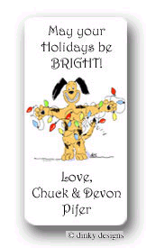 Dinky Designs Holiday Stickers - Dog With Lights