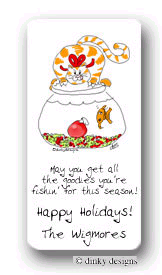 Dinky Designs Holiday Stickers - Kitty & Fish Bowl