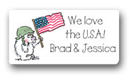 Dinky Designs Gift Stickers - U.S.A. Bear & Flag (128U)