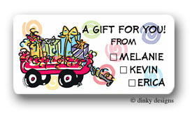Dinky Designs Gift Stickers - Wagon Full of Gifts Check Box