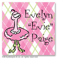 Dinky Designs Gift Stickers - Argyle Ostrich (Square) (SQ1-780A)