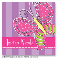 Dinky Designs Gift Stickers - Purple Polka Dotted Butterfly (Square) (SQ1-868P)