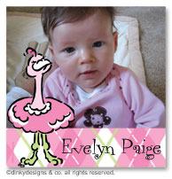Dinky Designs Gift Stickers - Argyle Ostrich With Photo (Square) (SQ1PW-780A)