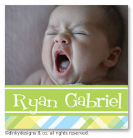 Dinky Designs Gift Stickers - Taylor Plaid With Photo (Square) (SQ1PW-879T)