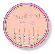 Inkwell Gift Stickers - Pink Candles (Round) (SC-42Z)