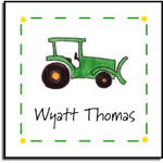 Kelly Hughes Designs - Vinyl Gift Stickers (Green Tractor - Kids) (s347)