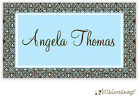 Little Lamb Design Gift Stickers - Blue Patterned Border (GS400blue)
