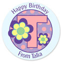 Name Doodles - Large Round Gift Stickers (Dotty Flower) (106A-D21)