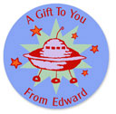 Name Doodles - Large Round Gift Stickers (Cosmic Spaceship) (GDTA-D14)