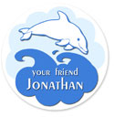Name Doodles - Large Round Gift Stickers (Splashy Dolphin) (OTSI-D5)