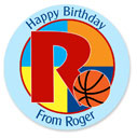 Name Doodles - Large Round Gift Stickers (Sporty Basketball Blue) (SBKB-D20)