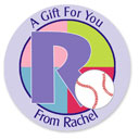 Name Doodles - Large Round Gift Stickers (Sporty Baseball Lilac) (SBSB-D13)