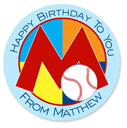 Name Doodles - Large Round Gift Stickers (Sporty Baseball Blue) (SBSB-D20)