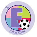 Name Doodles - Large Round Gift Stickers (Sporty Soccer Lilac) (SCRA-D13)