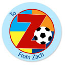 Name Doodles - Large Round Gift Stickers (Sporty Soccer Blue) (SCRA-D20)