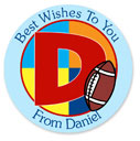 Name Doodles - Large Round Gift Stickers (Sporty Football Blue) (SFTB-D20)