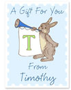 Name Doodles - Large Rectangle Gift Stickers (Whimsical Rabbit Blue) (WAF-G5A)
