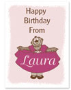Name Doodles - Large Rectangle Gift Stickers (Whimsical Bear Pink) (WAK2-G12)