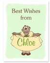 Name Doodles - Large Rectangle Gift Stickers (Whimsical Bear Green) (WAK2-G5)