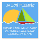 Name Doodles - Square Address Labels/Stickers (Sunny Sails - Camp)