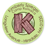 Name Doodles - Round Address Labels/Stickers (Timber Green - Camp)