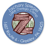 Name Doodles - Round Address Labels/Stickers (Timber Blue - Camp)