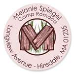 Name Doodles - Round Address Labels/Stickers (Timber Pink - Camp)