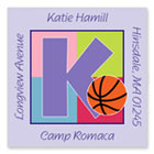 Name Doodles - Square Address Labels/Stickers (Sporty Basketball Lilac - Camp)
