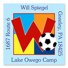 Name Doodles - Square Address Labels/Stickers (Sporty Soccer Blue - Camp)