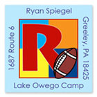 Name Doodles - Square Address Labels/Stickers (Sporty Football Blue - Camp)