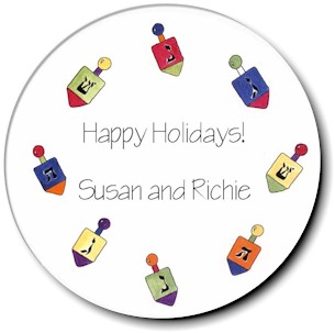Sugar Cookie Holiday Gift Stickers - Dreidels