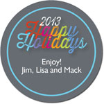 Gift Stickers by iDesign - Colorful Happy Holidays (Gray) (Holiday)