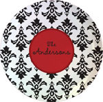 Kelly Hughes Designs - Melamine Plates (Black Damask) (plt908)