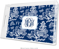 Boatman Geller Lucite Trays - Chinoiserie Navy (Large - Panel) (#LTLH5)
