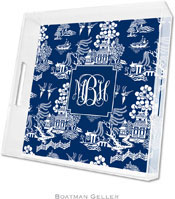 Boatman Geller Lucite Trays - Chinoiserie Navy (Square - Pre-Set) (#LTQH5)