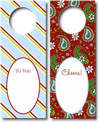 Boatman Geller - Wine Tags (Repp Tie Light Blue/Paisley Red) (17934-17904-17905)