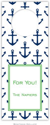 Personalized Wine Bottle Tags by Boatman Geller (Anchors Navy)