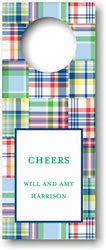Boatman Geller - Personalized Wine Bottle Tags (Madras Patch Blue) (18915)