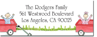 Blue Mug Designs Return Address Labels - Boy/Girl Twin Wagons Blue Mug Designs Return Address Labels - Boy/Girl Twin Wagons