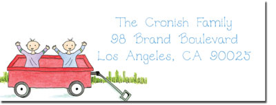 Blue Mug Designs Return Address Labels - Twin Boy Wagons Blue Mug Designs Return Address Labels - Twin Boy Wagons