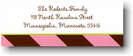 Address Labels by Boatman Geller - Stripes Pink & Brown (Holiday)