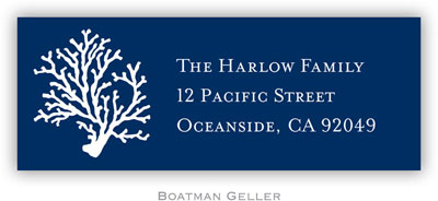 Address Labels by Boatman Geller - Coral Repeat Navy