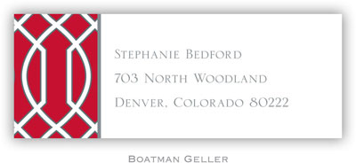 Address Labels by Boatman Geller - Trellis Red & Gray