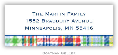 Address Labels by Boatman Geller - Blue Madras Patch