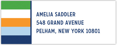 Address Labels by Boatman Geller - Bold Stripe Navy Orange & Kelly