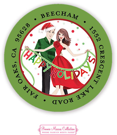 Bonnie Marcus Personalized Return Address Labels - Holiday Couple