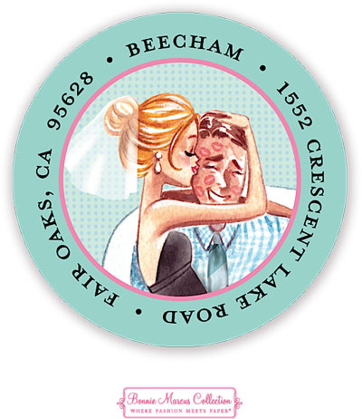 Bonnie Marcus Personalized Return Address Labels - Kissing Couple (Blonde)