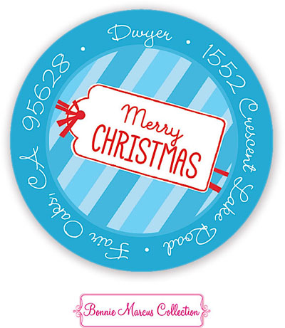 Bonnie Marcus Personalized Return Address Labels - Baby's 1st Christmas (Blue)