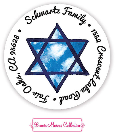Bonnie Marcus Personalized Return Address Labels - Blue Hanukkah Stars